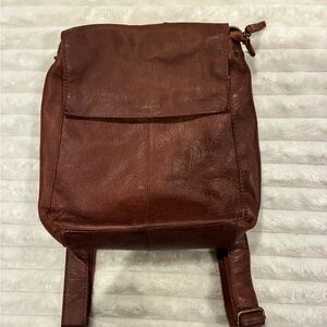 Elegant Chestnut Leather Mini Backpack or Purse